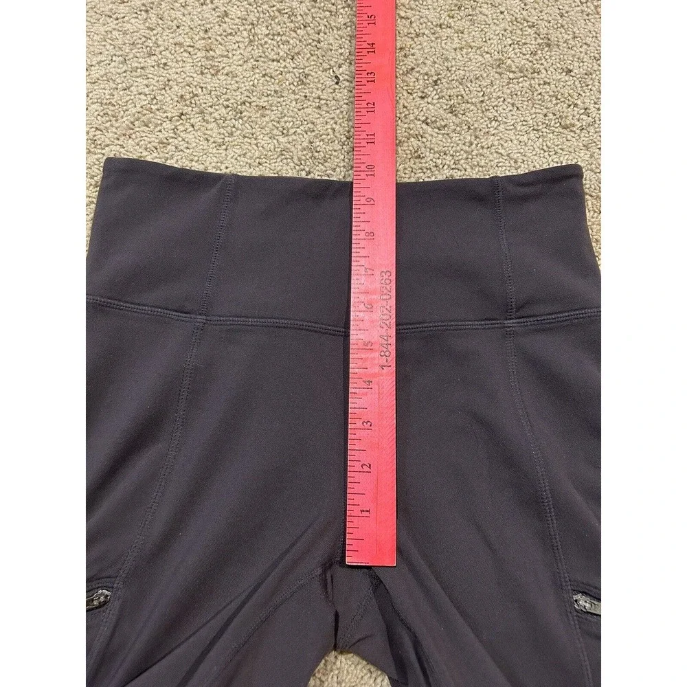 ATHLETA sz S High Rise Metro Drifter Tights Yoga Pants Zip Pants 349426 GRAY H23